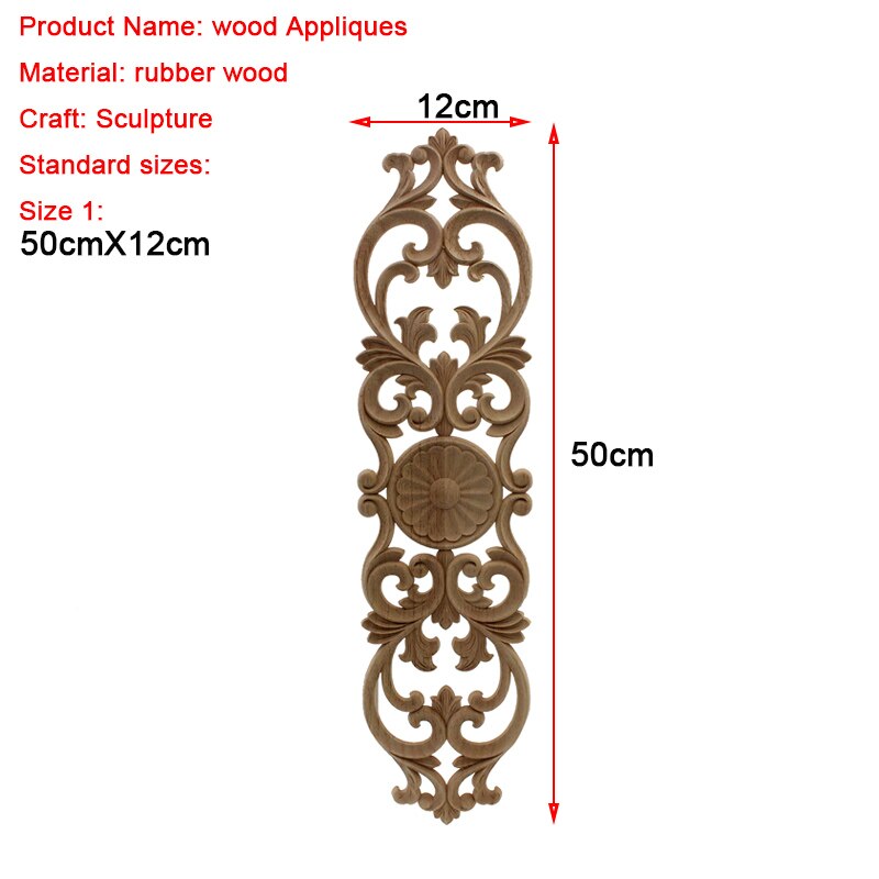 VZLX Ongeverfd Hout Eiken Golf Bloem Onlay Decal Hoek Applique voor Meubelen Decor Decoratieve Hout Gesneden Lange Applique: 50cmX12cm