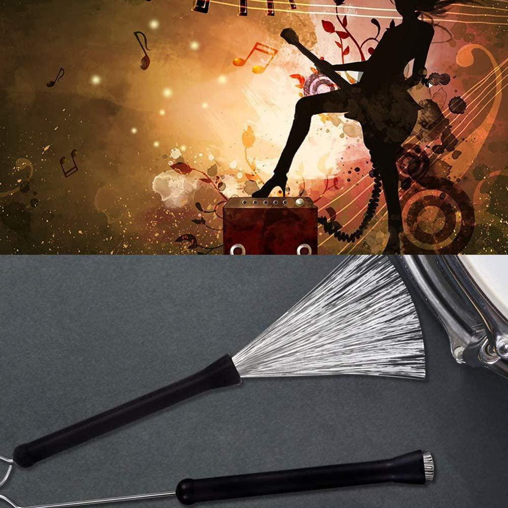 Metal Wire Drum Brushes Cleaning Tool Portable Jazz Musical Retractable Sticks Drum Stick Brush