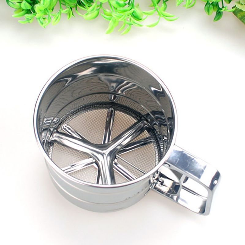 Stainless Steel Fine Mesh Flour Sifter Colander Baking Icing Sugar Shaker Pastry Tools Strainers Fine Sieve Hand Held Strainer