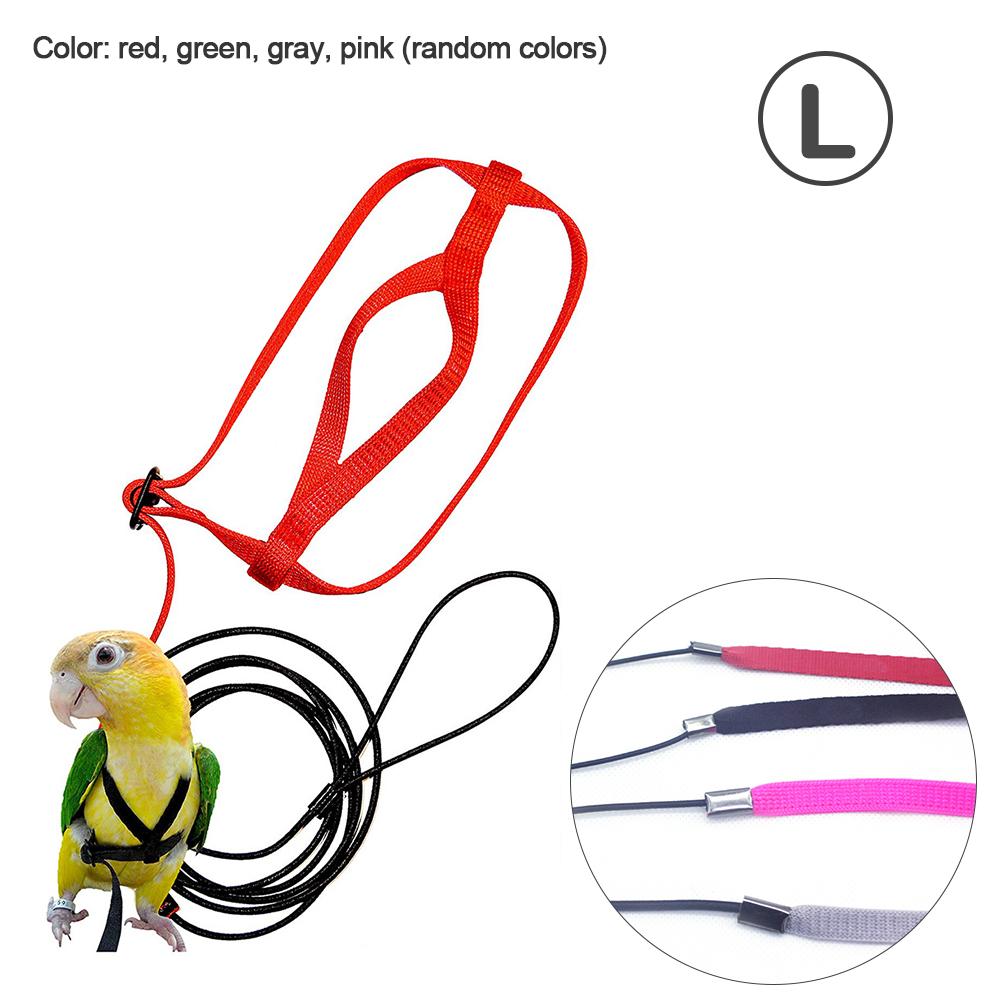 Tren de aves para mascotas, Correa colorida para loros y pájaros, arnés ajustable para exteriores, cuerda de entrenamiento, banda cruzada voladora, productos para mascotas, suministros para aves: L