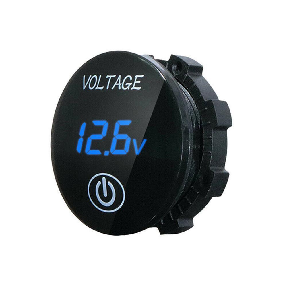 Universal ledet digitalt voltmeter til bilmotocykel atv båd spænding volt meter batterikapacitet skærmpanel med touch switch: Blå