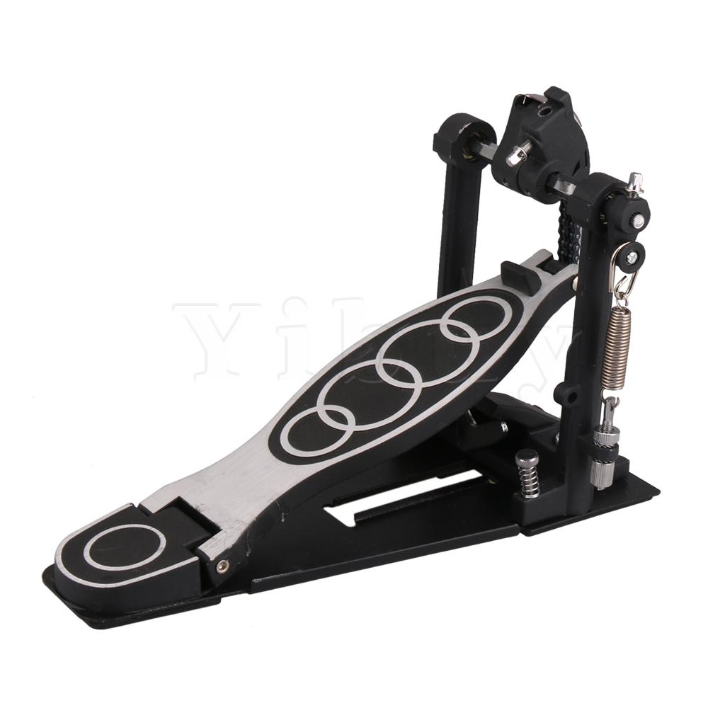 Yibuy Dual Chains Drum Kick Pedal Bass Drum Pedal with a Beater Black Silver