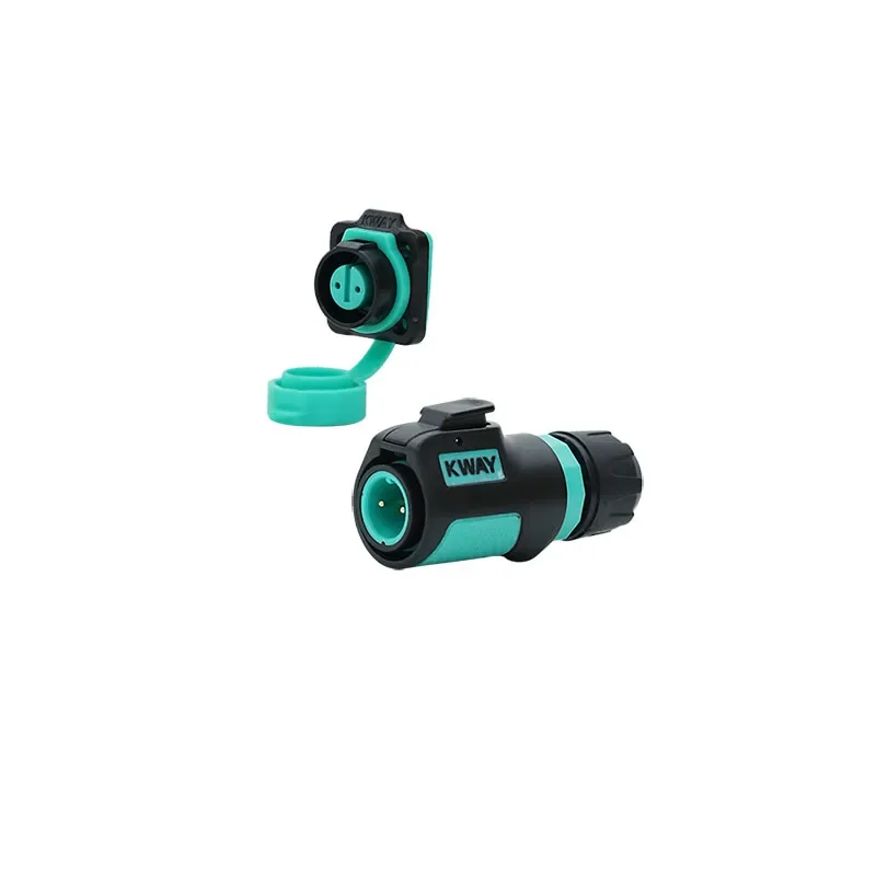 KWAY K12 Male Plug Female Socket IP68 Bulkhead M12 2 3 4 5 6 7 8 Pin Waterproof Electrical Connector Energy Scooter Charger: army green