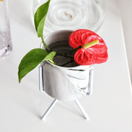 Creatieve Scandinavische Stijl Geometrische Ijzeren Rek Houder Metalen Stand met Keramische Planter Desktop