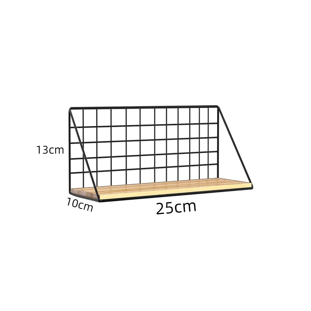 Floating Shelves Wall Mounted Rustic Wood Storage Display Shelf with Metal Wire Basket Hanging Shelf for Kitchen Office Bedroom: black