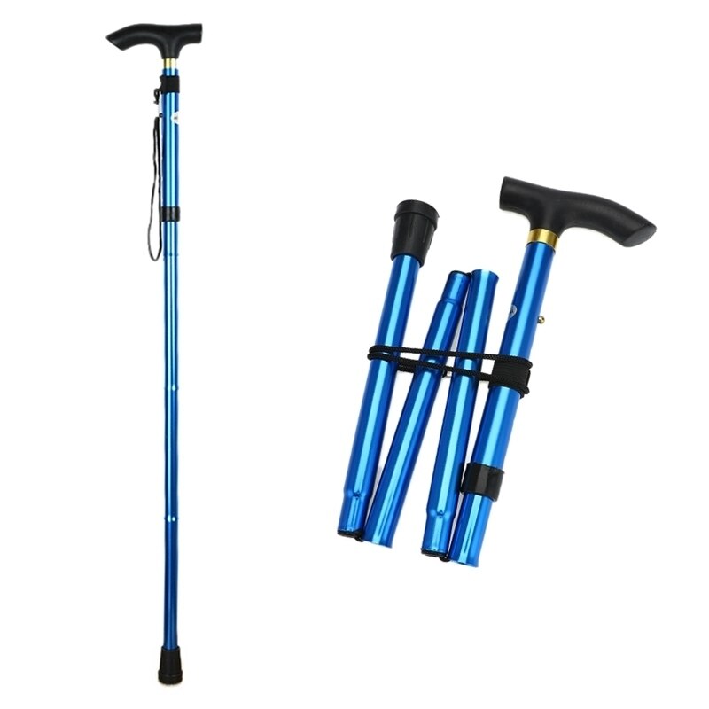 T-handle Telescopic Walking Stick for the Elderly Baton Hiking Trekking Poles 83-93cm Portable Aluminum Folding Stick