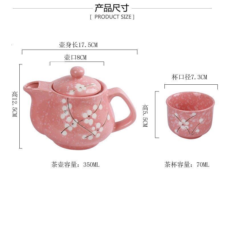 Japanese Cherry Blossom Teapots Set 1 Pot 6 Cups Ceramic Drinkware Tea Pot Home Office Tea Set Kettle