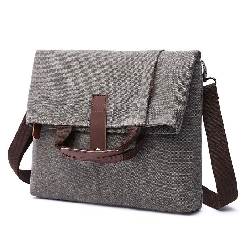 Bolso bandolera para ordenador portátil para hombre, maletín de lona antirrobo, Vintage, Retro, cruzado: Gris