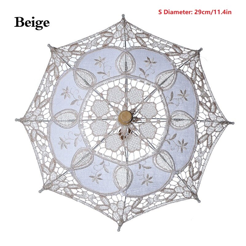 Braut Hochzeit Spitze Regenschirm Reinem Weiß Bestickt Europäischen Stil Holz Griff Hochzeit Requisiten Hochzeit Dekoration Regenschirm: 02 S 29cm