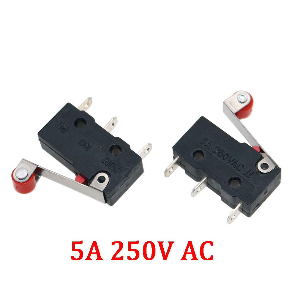 3 Pins 1A/5A 125V/250V Mini Micro Limit Switch Terminals SPDT Roller Arc lever Snap Action Push Micro Mouse switches C NO NC: 4XL / GRAY