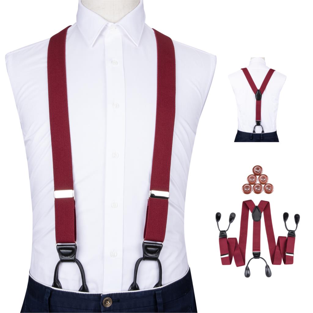 Bretels Voor Mannen Lederen Getrimd Knop End Elastische Smoking Y Terug Verstelbare Heren Mode Bretels Broek Bretels Bruin Dibangu