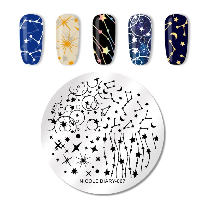 NICOLE TAGEBUCH Rechteck Runde Nagel Stanzen Platten Tiere Natur Quaddel Nagel Kunst Bild Platte für NäGel