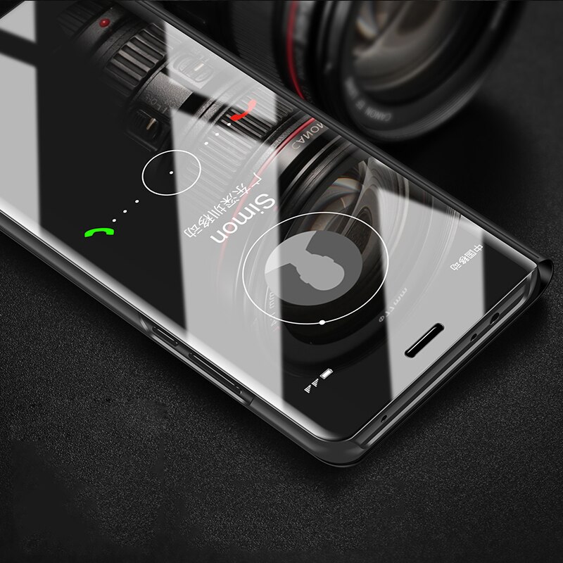 aurore per Realme C15 Cassa Del Supporto Del Basamento di Vibrazione Dello Specchio vista Cassa Del Telefono per Realme C15 Antiurto Specchio vista Della Copertura