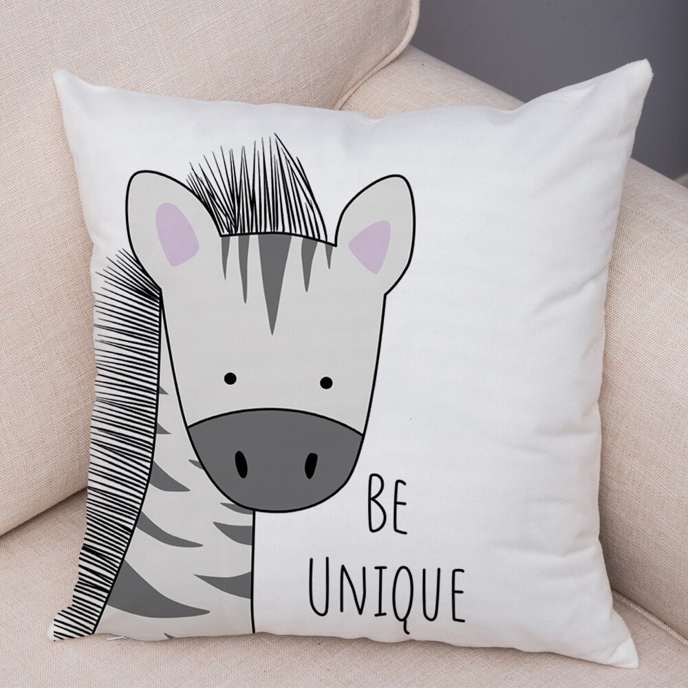 Nordique zèbre hippopotame girafe Lion Crocodile taie d'oreiller décor Animal housse de coussin pour canapé taie d'oreiller taies d'oreiller 45x45cm