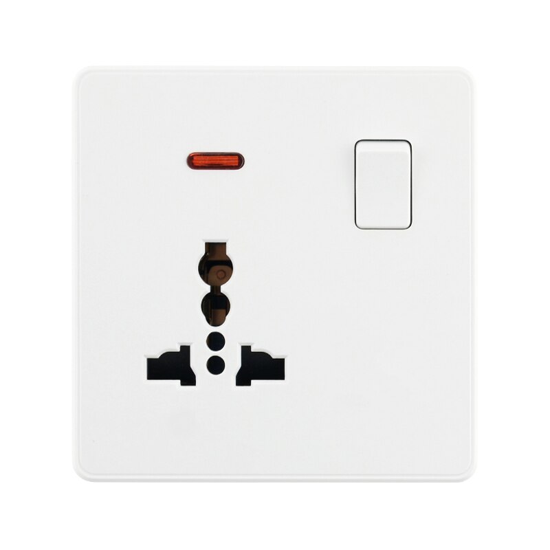 Universal Power Socket 3 Pins 13A Dual USB Ports LED Indicator Single Double Wall Outlet White Plastic 86 146 Type EU DE FR: Socket