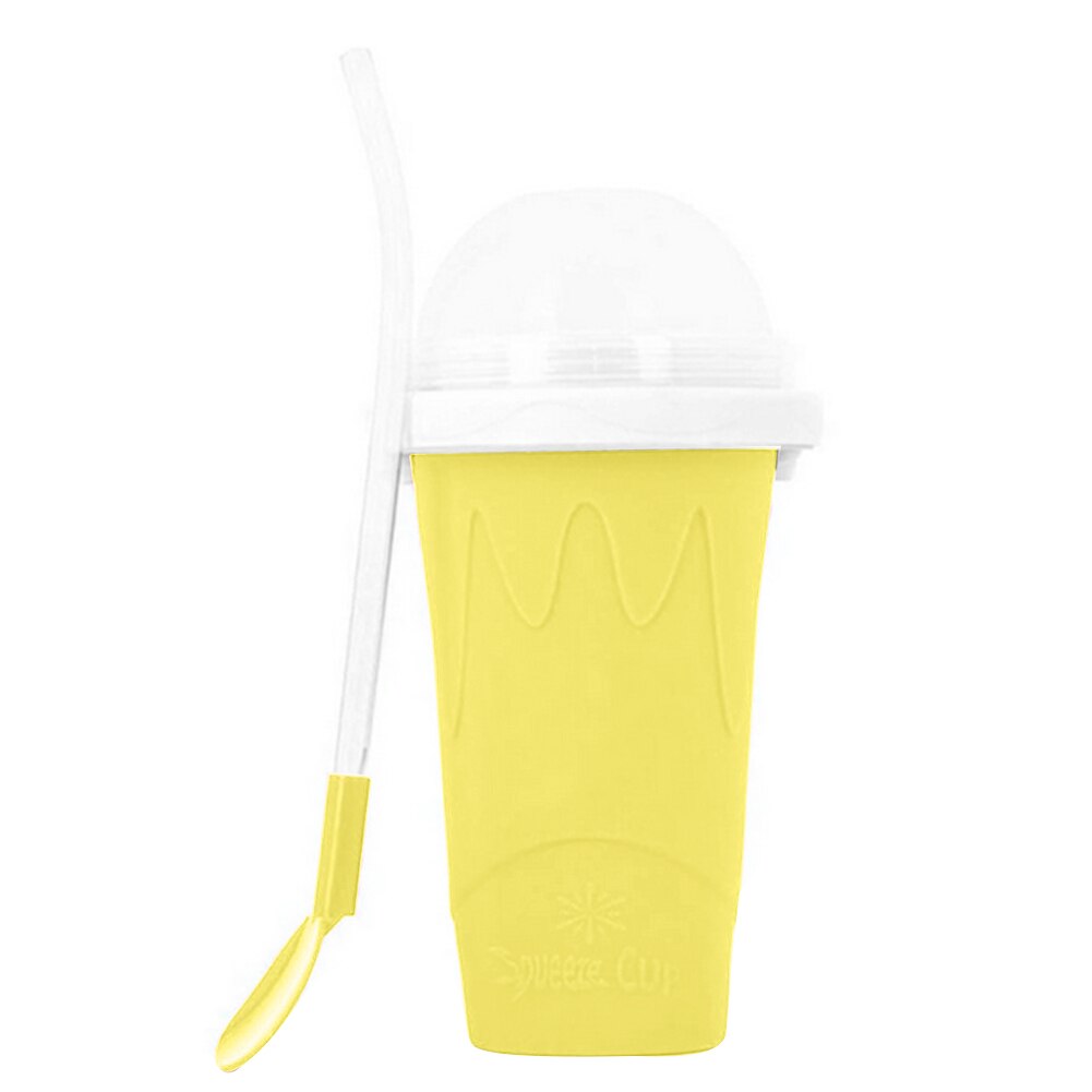 350ml Quick Frozen Smoothies Slushy Ice Cream Maker Milk Shake Maker Cooling Cup Squeeze Cups Mug Diy Homemade Freeze Drinks: Yellow