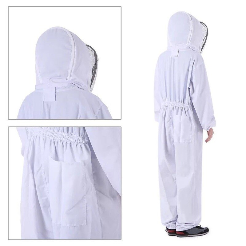 Traje de apicultura de protección de cuerpo completo, traje de apicultor de algodón, capucha de velo de seguridad, sombrero, ropa, equipo de abejas WF106