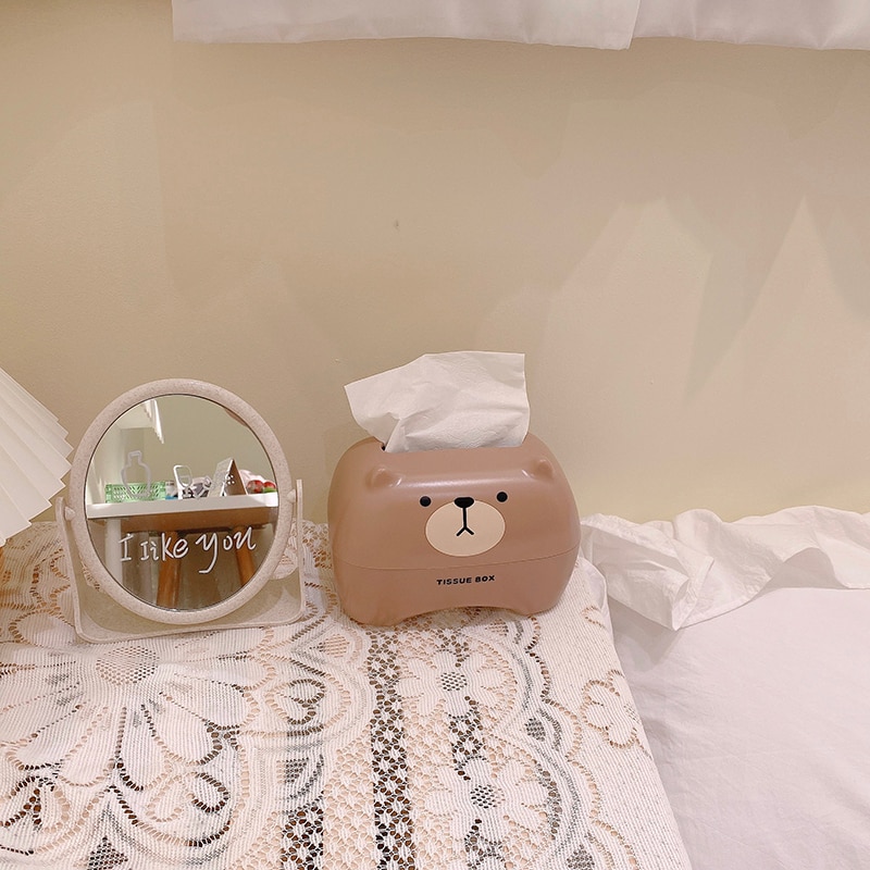 Multifunctional Nordic Style bear Plastic Tissue Box Paper Towel Tissue Case Organizer Home Table Decor Household Supplies