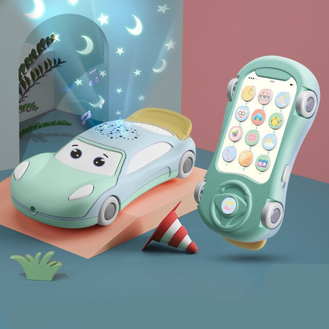 2021 nuova proiezione musicale per auto per bambini simulazione per bambini musica telefono cellulare bambino 0-1 anni educazione precoce ragazzo ragazza giocattolo: Grigio scuro