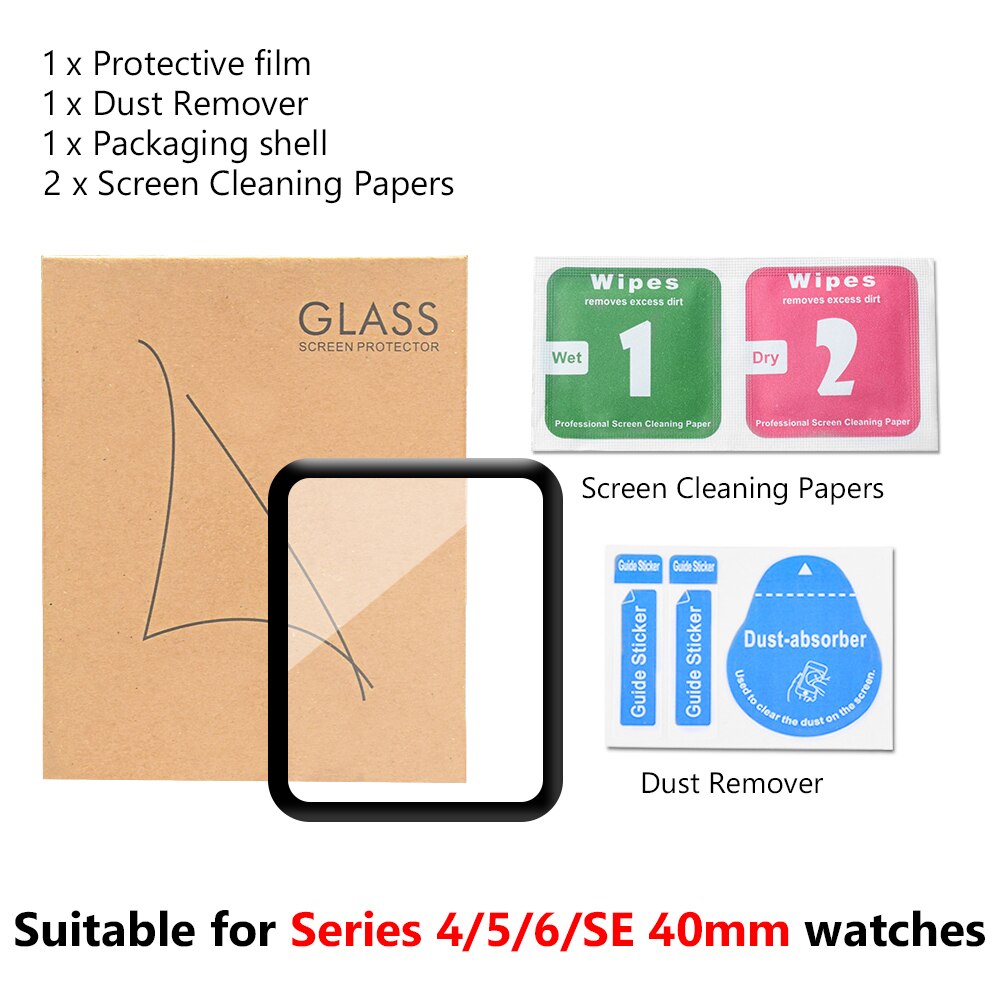 Protecteur d'écran pour Apple Watch, en verre trempé 3D, pour IWatch série 6 5 4 3 2 1 SE, 38mm, 42mm, 40mm, 44mm, 1/2/3 pièces: series 456 se 40mm / 1 piece