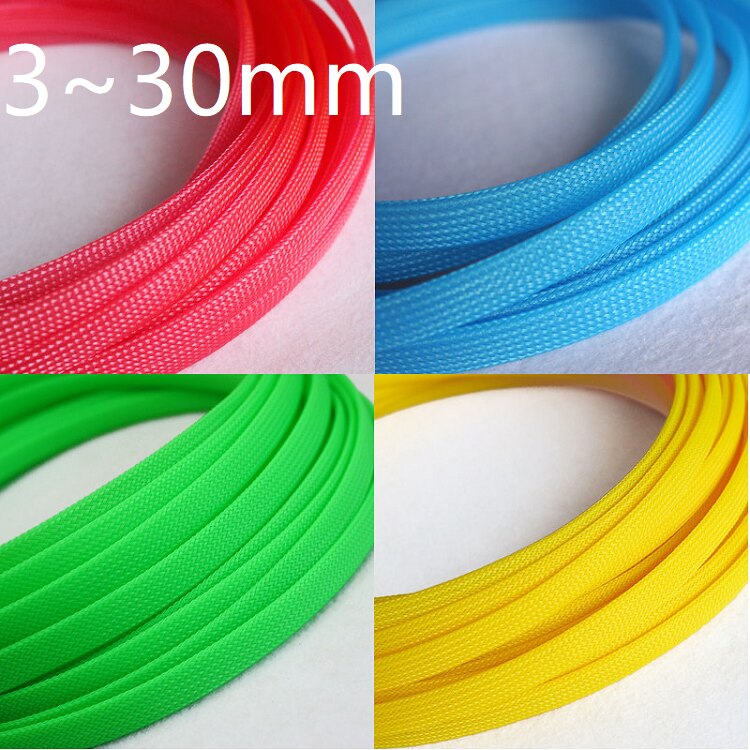 Uv Groen Geel Blauw Roze Fluorescerende Pet Gevlochten Kabel Mouw 3 4 6 8 10 12 16 20 25 30 40 Mm Strakke Hoge Dichtheid Uitbreidbaar
