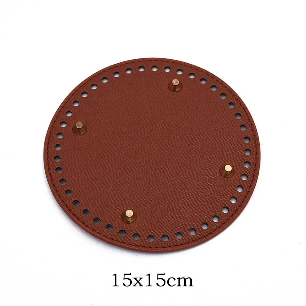 15*15cm Round Bottom For Knitted Bag PU Leather Bag Base With Holes DIY Handmade Bag Bottom Crochet Bag Bottom Accessories: plum
