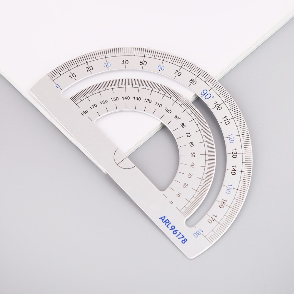 4Pcs Drawing School Supplies Set Square Triangle Ruler Aluminum Alloy Protractor