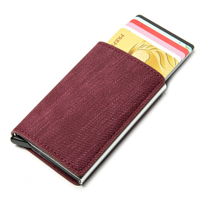 Mini Cartera de aluminio de Metal para hombre y mujer, tarjetero inteligente Rfid: Rojo