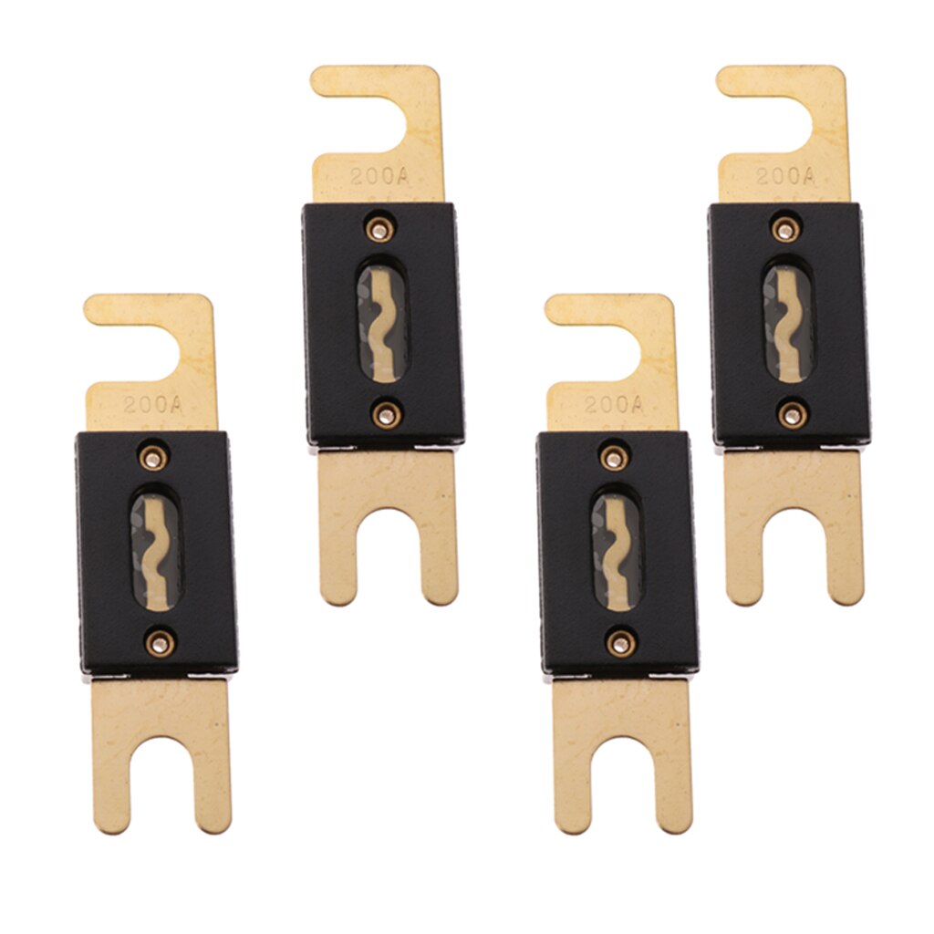 4pcs 12 Volts Universal 200AMP ANL Gold Plated Flat Blade Fuses For Car Automotive Vehicle