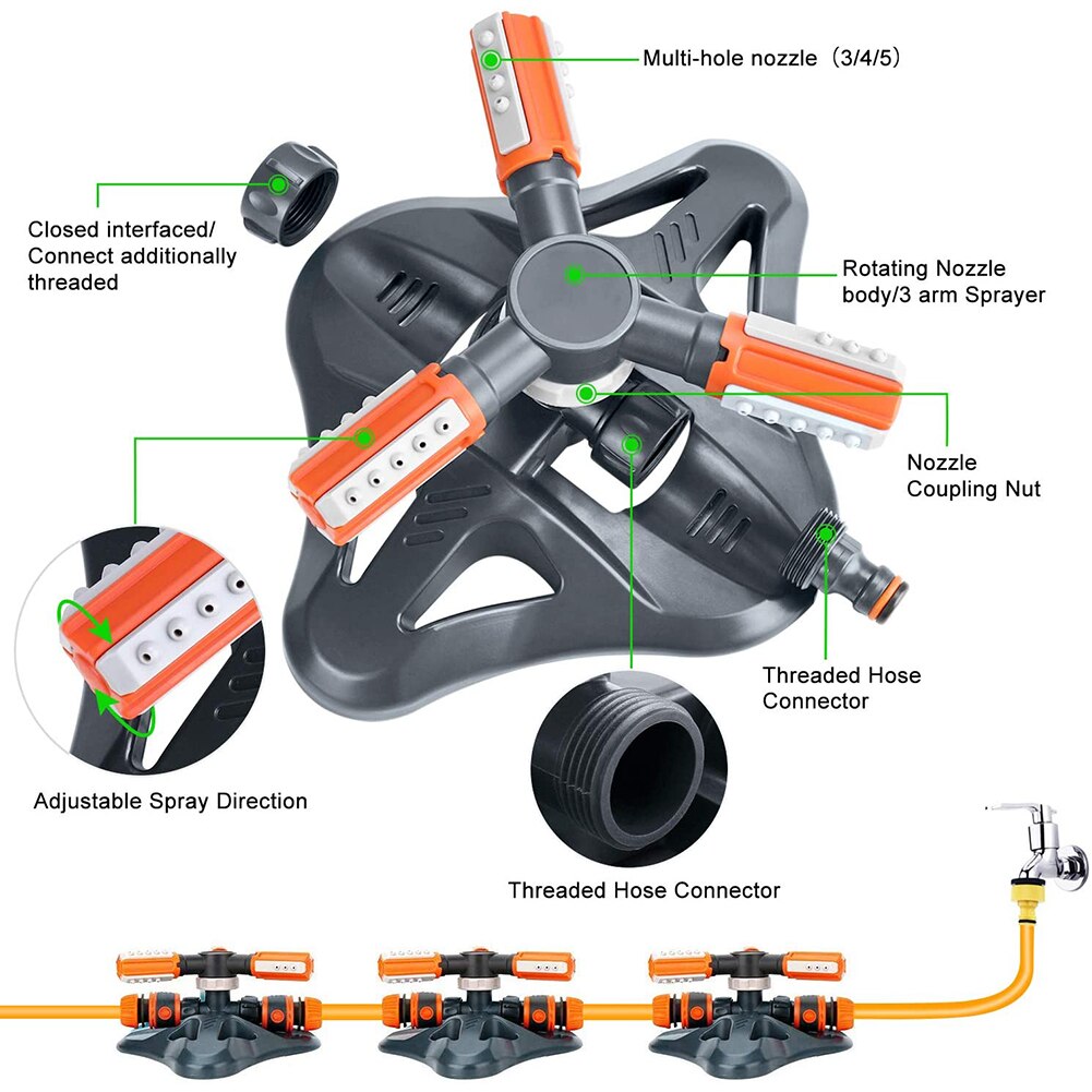 Garden Lawn Sprinkler 360 Degree Automatic Rotating Garden Irrigation Sprinklers Lawn Water Sprinklers System