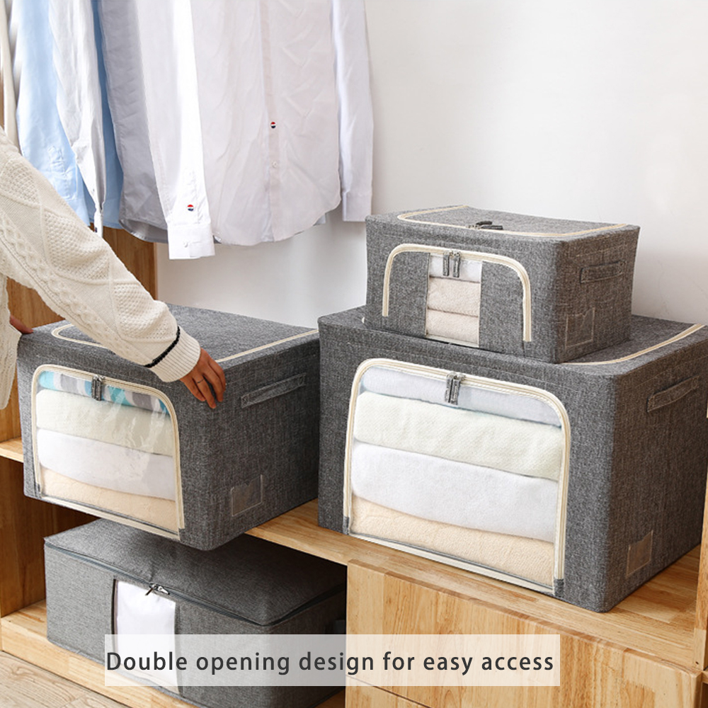 Cotton Linen Thicken Storage Box Fabric With Cover Fold Baina Box Large Window Clothing Toys Home Storage Box Packing Bag
