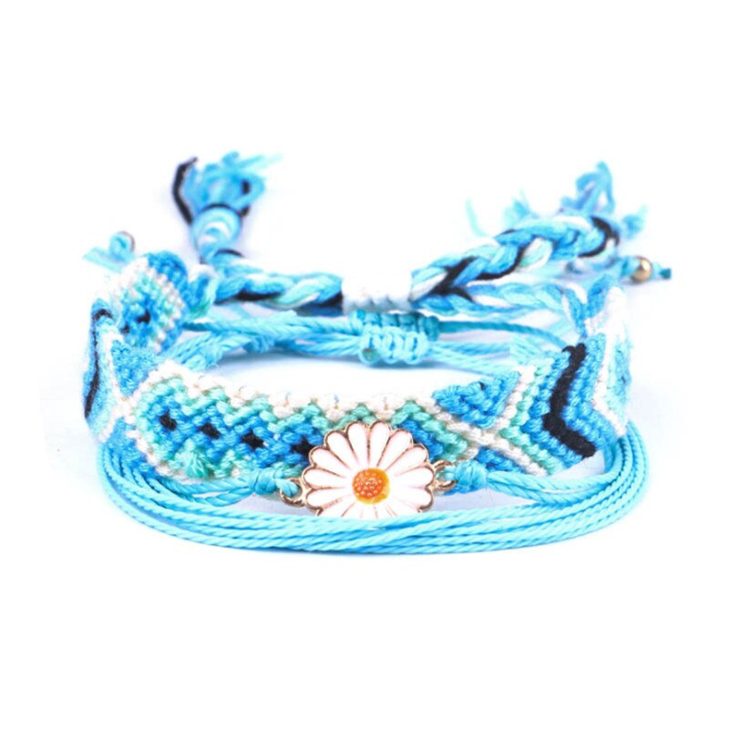 Einstellbare Boho Armbänder einstellen Handgemachte Geflochtene Schnur Hawaii Gänseblümchen Armbinde Schmuck Für Frauen jugendlich Mädchen: A