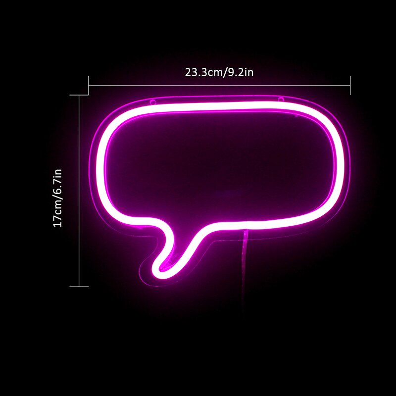 Wanxing Funny DIY Words LED Neon Sign Pink Dialog Box USB Battery Power Acrylic Neon Light For Bedroom Home Party Bar: Default Title
