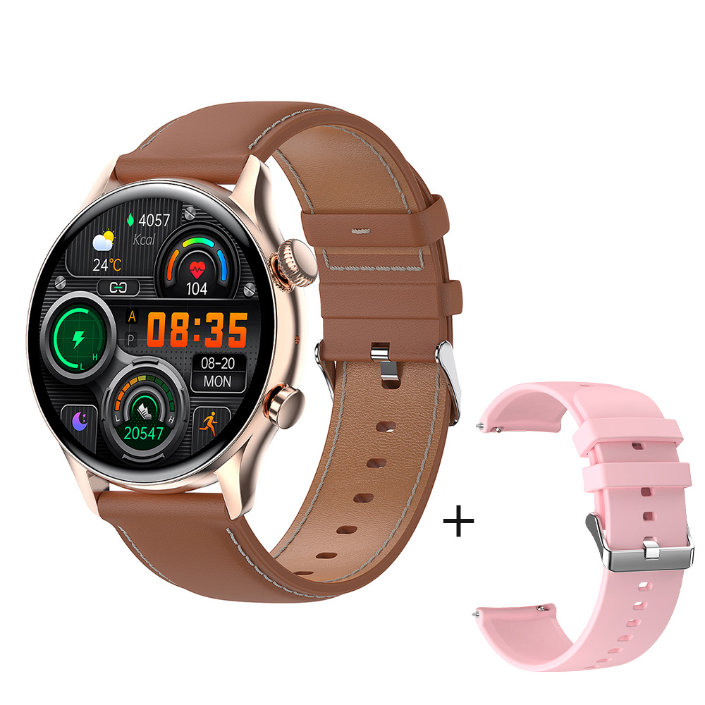 Colmi I30 Vlaggenschip Smartwatch Mannen 1.36 Inch Amoled 390*390 Scherm Ondersteuning Altijd Op Display Smart Horloge IP68 Waterdicht: Leather Gold