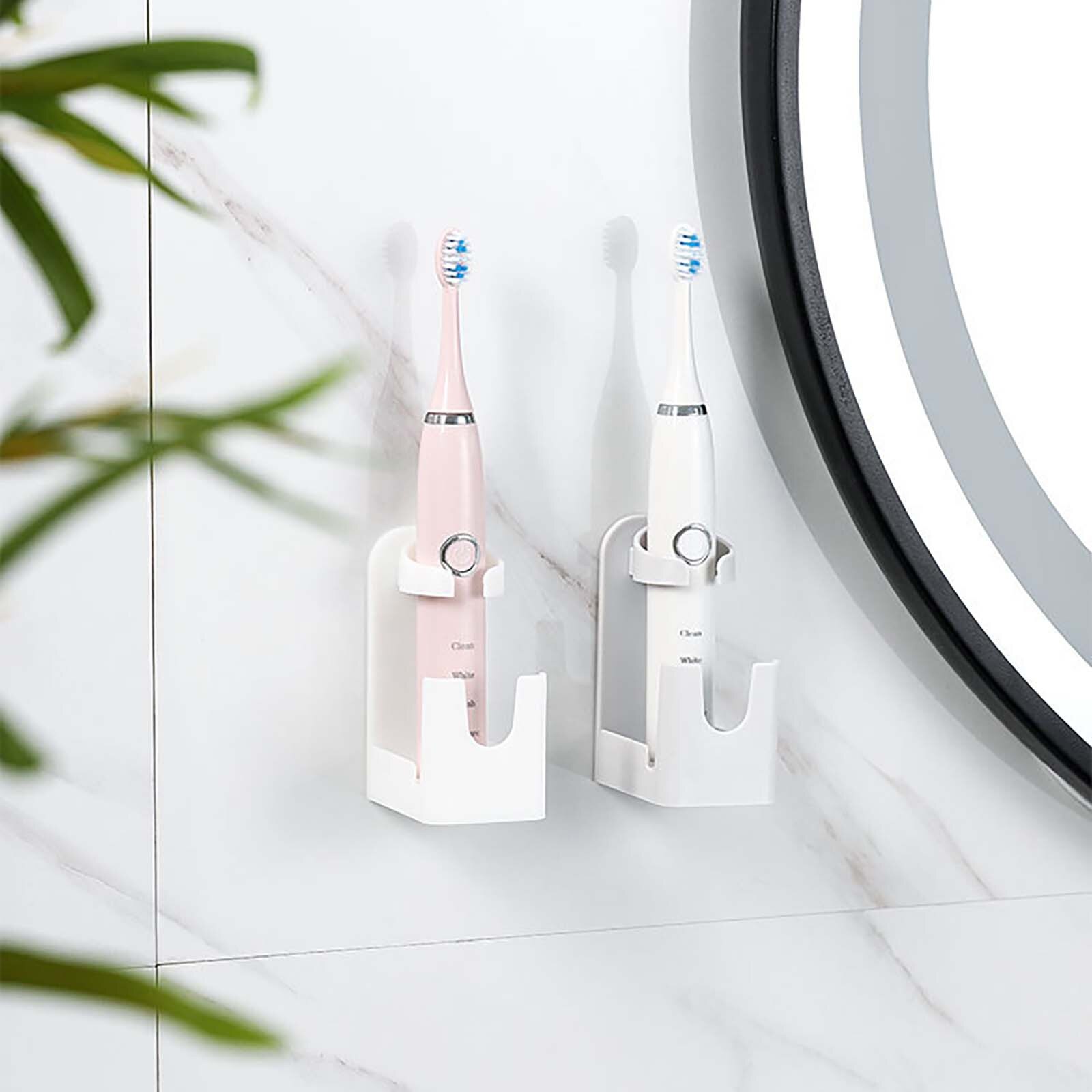 25# Traceless Stand Rack Toothbrush Organizer Electric Toothbrush Wall-mounted Holder Space Saving Bathroom Accessories