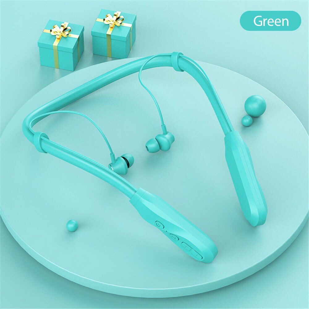 Magnetiska trådlösa bluetooth 5.1 hörlurar halsband stereo sportheadset 100 timmar lång batteritid hörlurar hörlurar med mikrofon: Grön