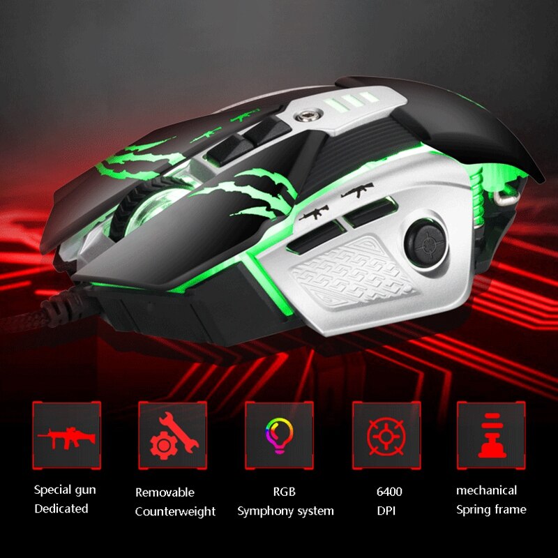 E-Sports Game Pressure Grab the Mouse Ergonomic Wired Mouse 8-Button Programmable Mouse Gaming Mouse
