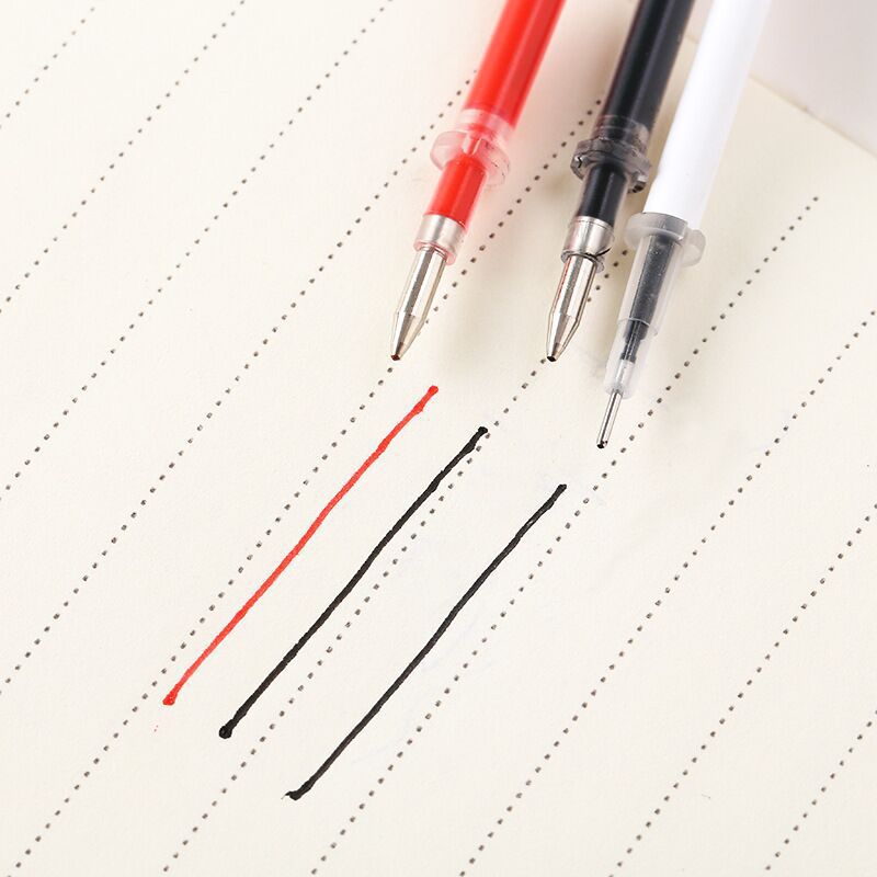 10 pc White Color Shell Gel Pen Refills 0.5mm Black Ink Kawai Pattern Office Stationery Supplies 13cm Length