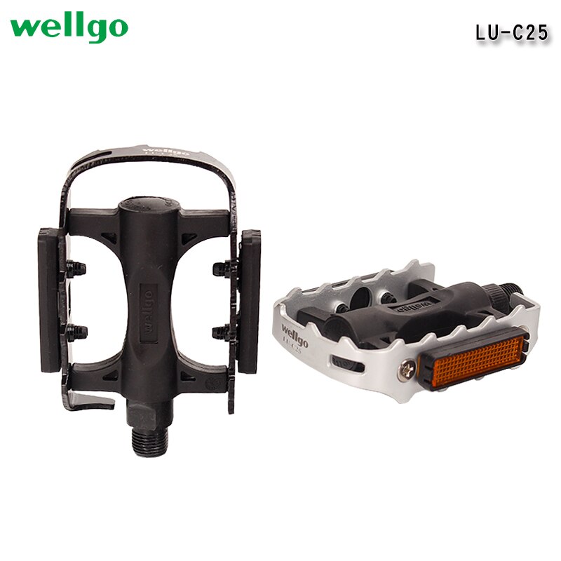 Wellgo-Pedal de bicicleta de LU-C25, Pedal de bola de engranaje fijo de 120x83x28mm, con rosca de tornillo antideslizante de doble cara, extraíble