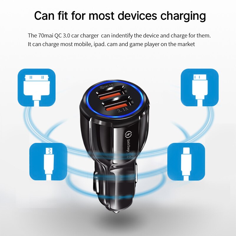 Hyvä 2 porttinen usb autolaturi 5v 3.1a pikalataus 3.0 puhelimen usb autolaturi adapteri samsung xiaomi iphone autopuhelimen lataukseen