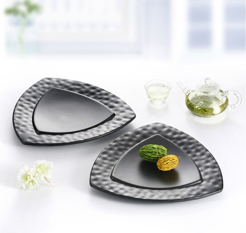 A5 Melamine Three Angle Plate Dinner Plate Black Frost Dinnerware Korean Style Japanese Snack Snack Food Dish Tableware
