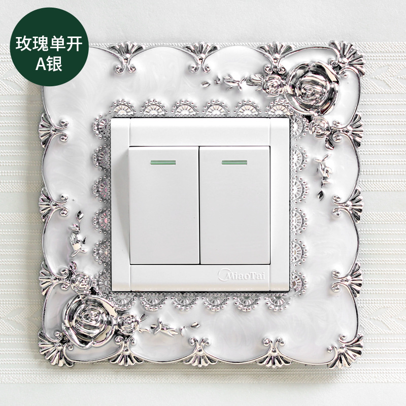 Autocollant interrupteur en plastique Style cour européenne, autocollant interrupteur simple et Double, couvercle de protection, adhésif mural , décoration de la maison: SKU-4