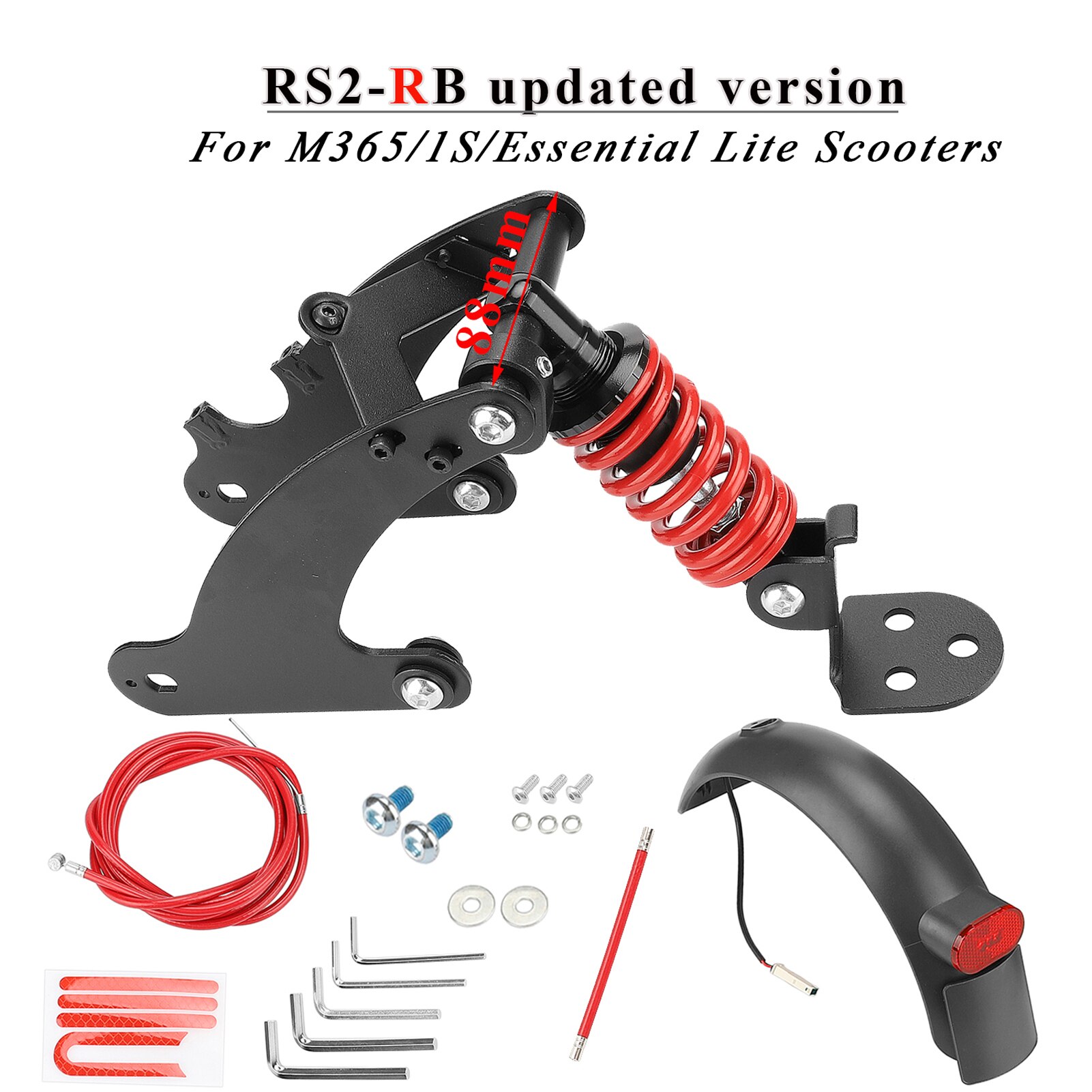 Accessori Scooter Scooter elettrico ammortizzatore posteriore Kit ammortizzatore per Xiaomi Mijia M365 Pro forcella sospensione anteriore: Red M365 Set