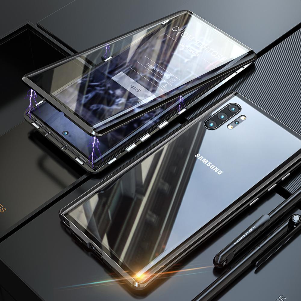 Doppelseitige glas Metall Magnetische fallen für Samsung Galaxis Hinweis 10 Plus Telefon fallen 360 Volle Schutz fallen Für Galaxis hinweis 10 +: Schwarz