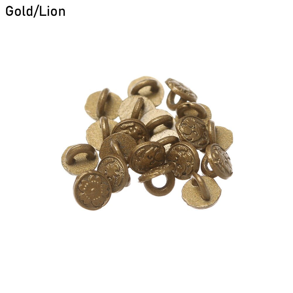 Mini Botón de 4mm para ropa de muñeca, hebilla de Metal impresa, decoración, hebillas para 20/40, accesorios de costura para ropa de muñeca, DIY, 1/6 Uds.: Gold - Lion / 40 Pcs