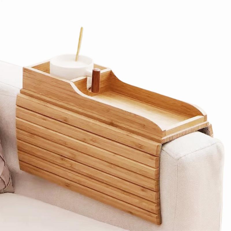 Portavasos de madera para sofá, brazo plegable para mesa, portavasos, mesas para sofá, organizador de brazo para sofá, extraíble y ajustable para aperitivos