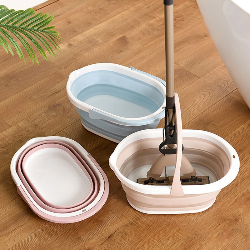 Folding Plastic Mop Bucket Camping Wash Bucket With Handle Floor Mop Cleaning Fishing Car Wash Bucket