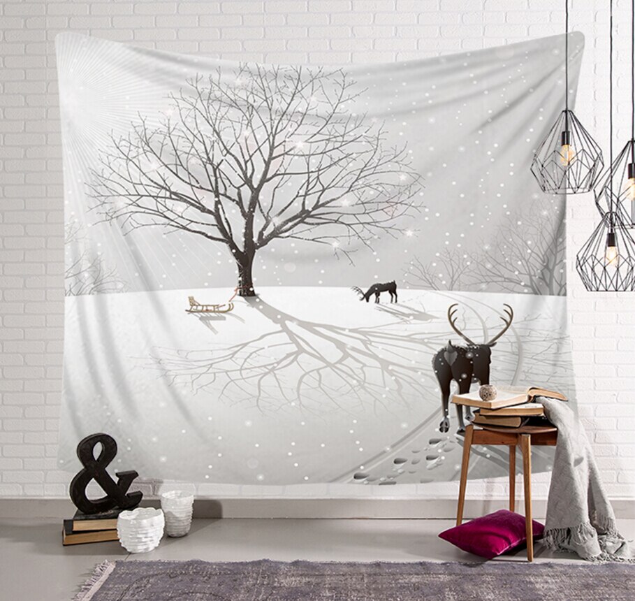Tapisserie murale en tissu imprimé de noël | Tapisserie psychedelique à la , décoration murale Festive pour la maison: 6