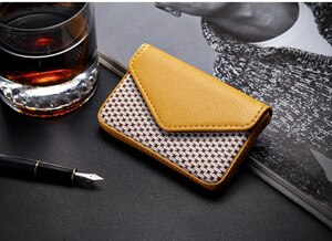 Porte-carte en cuir PU porte-carte d'affaires pour femme banque et crédit porte-carte Rfid portefeuille Auto Documents porte-cartes: Yellow