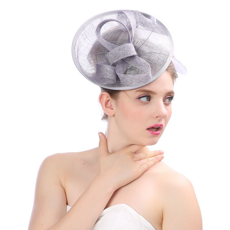 Tocado nupcial clásico de lino nupcial top sombreo gorra de malla estilo europeo tocado británico